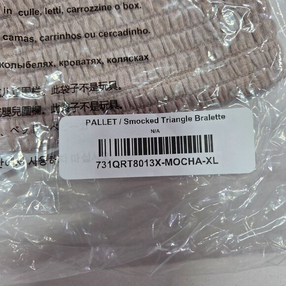 Zenana Smocked Bralette Top Spaghetti Straps Stretchy  Mocha/Taupe Women XL New - Picture 7 of 8